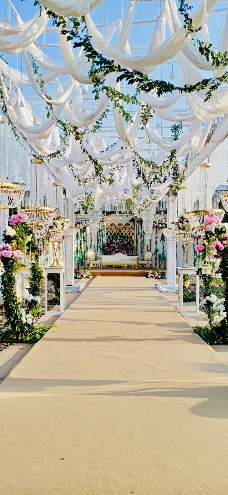 Elegant outdoor garden reception setup